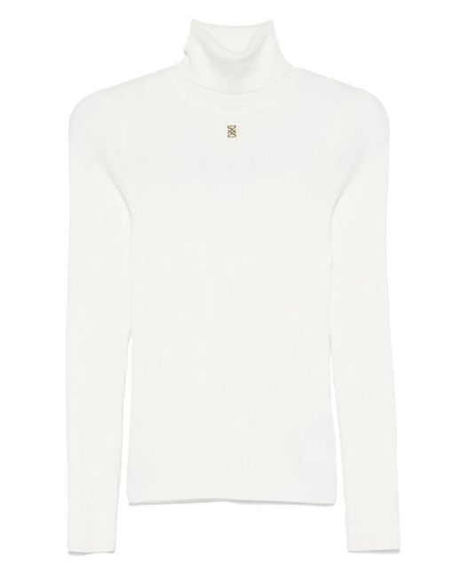 Sandro White Ribbed-Knit Jumper