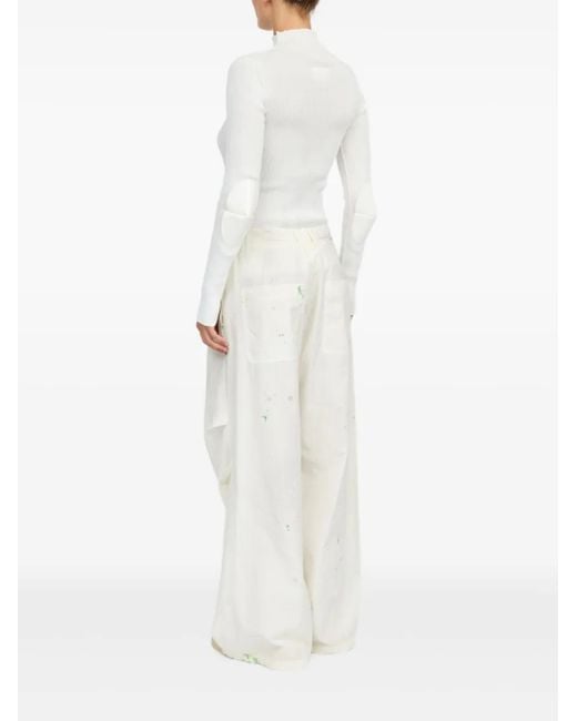 MM6 by Maison Margiela White Printed Trousers