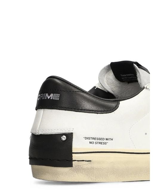 Crime London White Distressed 2.0 Leather Sneakers for men