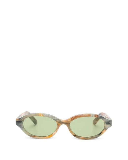 Retrosuperfuture Green Patterned Oval-Frame Sunglasses