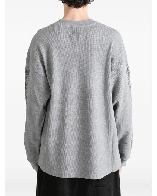 Vetements Gray Big Biker Cross Graphic-Print Waffle-Knit T-Shirt for men