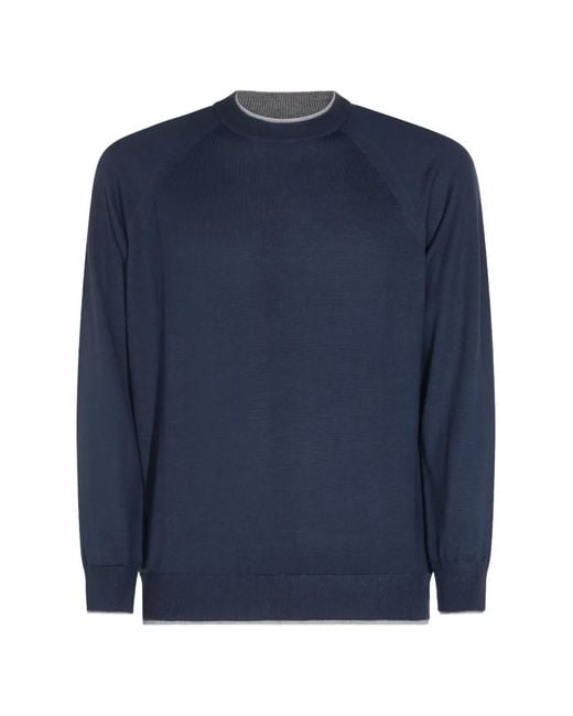 Eleventy Blue Raglan-Sleeve Wool Sweater for men