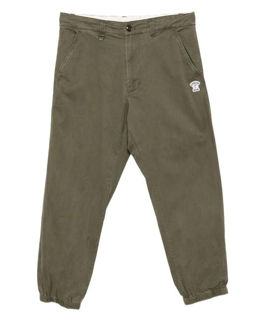 Chocoolate Green Logo-Plaque Trousers for men
