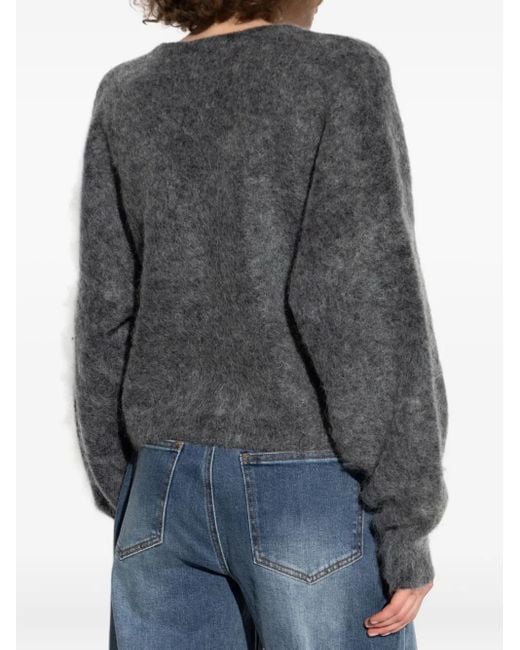 Gestuz Gray Button-Front Mohair Cardigan