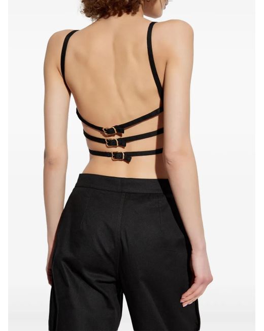 Cult Gaia Black Square-Neck Crop Top