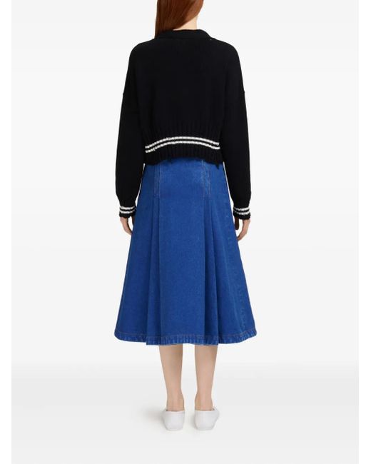 Gonna Denim Con Pieghe di Marni in Blue