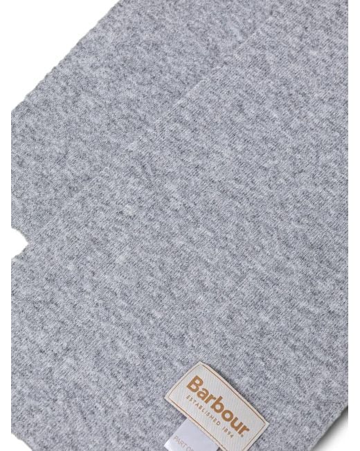 Barbour Gray Logo-Plaque Beanie Hat And Scarf Set