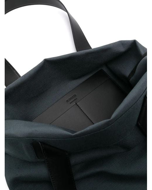 Jil Sander Black Logo-Print Canvas Tote Bag