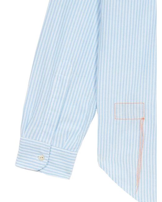 Fortela Blue Work Striped Patch-Pocket Shirt for men