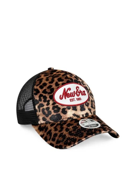 KTZ Natural 9Forty Leopard-Print Mesh-Panel Trucker Cap
