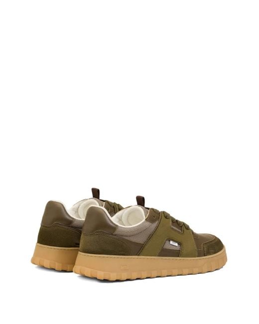 AMI Green A Walk Leather Low-Top Sneakers