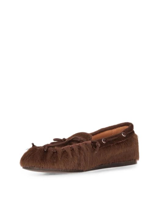 P.A.R.O.S.H. Brown Calf-Hair Bow-Detail Loafers