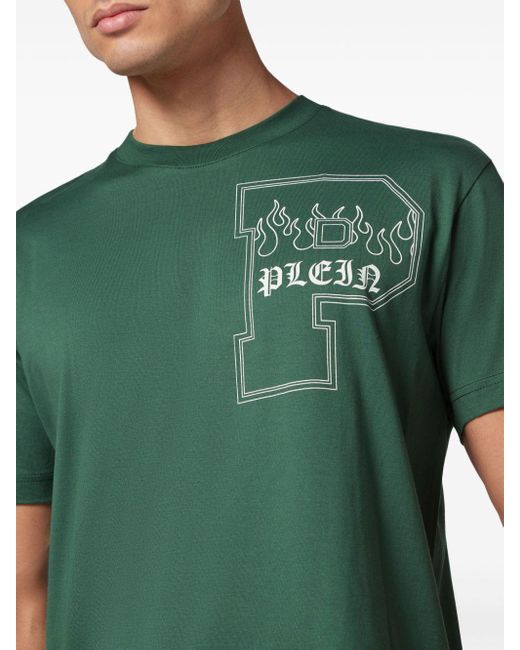 T-shirt en coton à logo imprimé Philipp Plein pour homme en coloris Green
