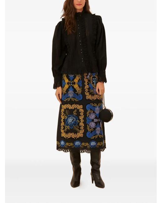 Farm Rio Black Cotton Laced Shirt
