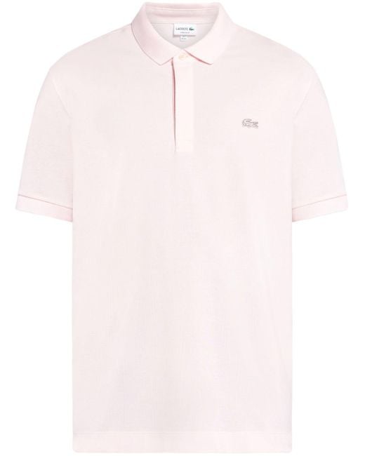 Lacoste Pink Logo-appliqué Short-sleeved Polo Shirt for men