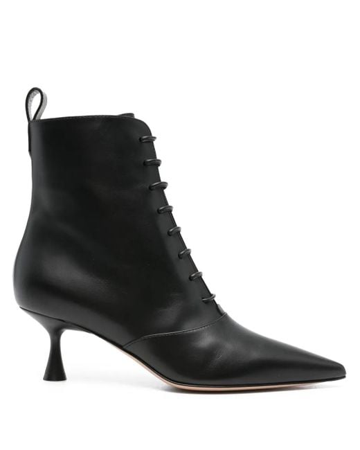 Gianvito Rossi Black 55Mm Morganne Lace-Up Pointed-Toe Boots