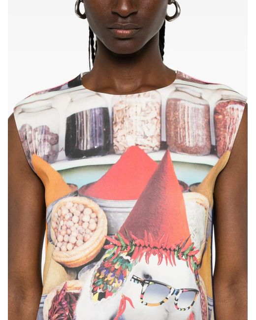 The Artistylist White Graphic-Print Sleeveless Dress