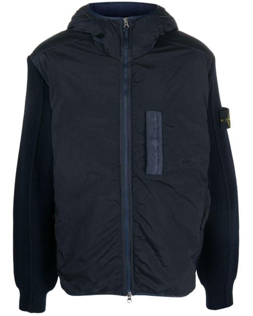 Stone Island Blue Zip-front Hooded Jacket for men