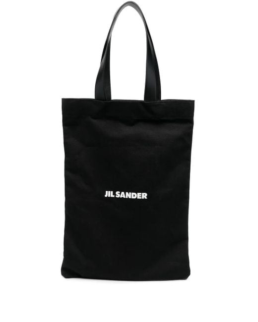 Jil Sander Black Tote Bag With Logo Print