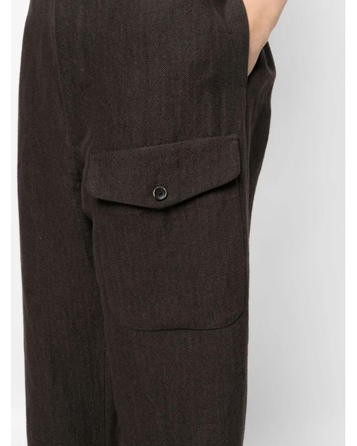 Uma Wang Black Paxton Herringbone-Pattern Trousers for men