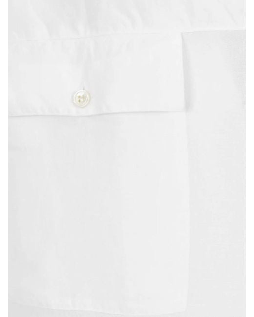 Vincenzo Di Ruggiero White Camp-Collar Flap-Pocket T-Shirt for men