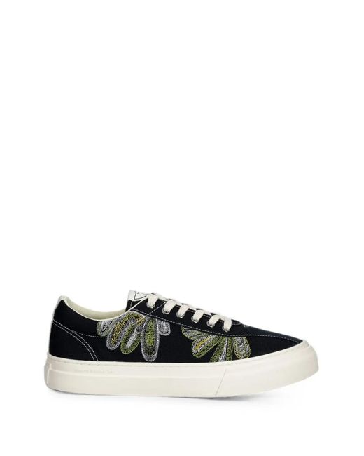 Stepney Workers Club White Dellow Embroidered Canvas Sneakers for men