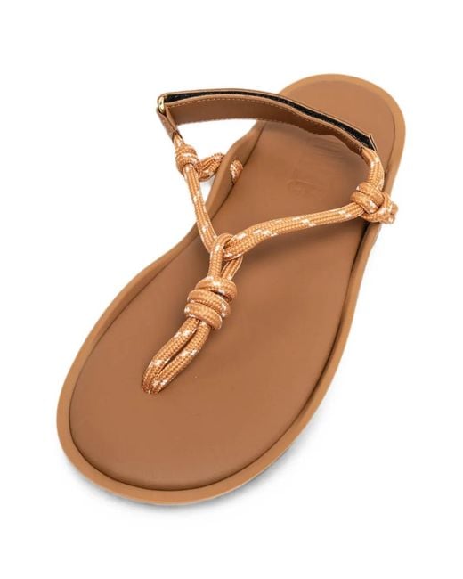 FLOWZE Brown Knotted Touch-Strap Sandals