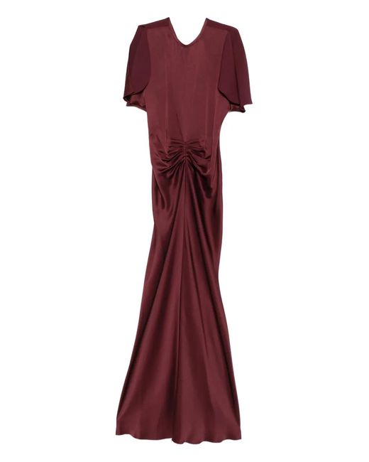 Robe Longue À Taille Froncée Victoria Beckham en coloris Red