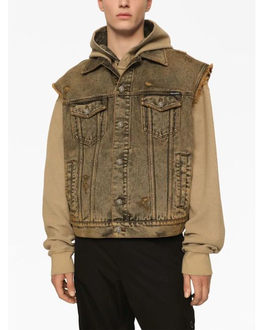 Dolce & Gabbana Green Overdyed Denim Gilet for men