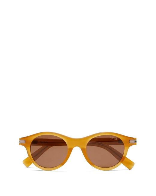 Zegna Brown Round-Frame Sunglasses for men