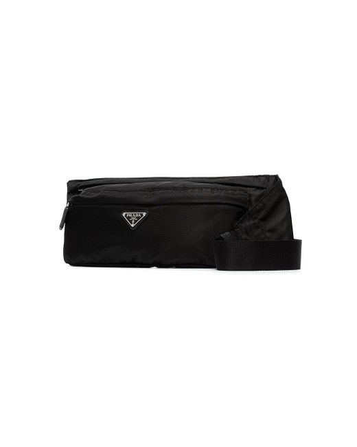 Prada Black Logo Crossbody Belt Bag for Men