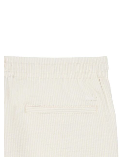 Lacoste White Striped Drawstring Shorts for men