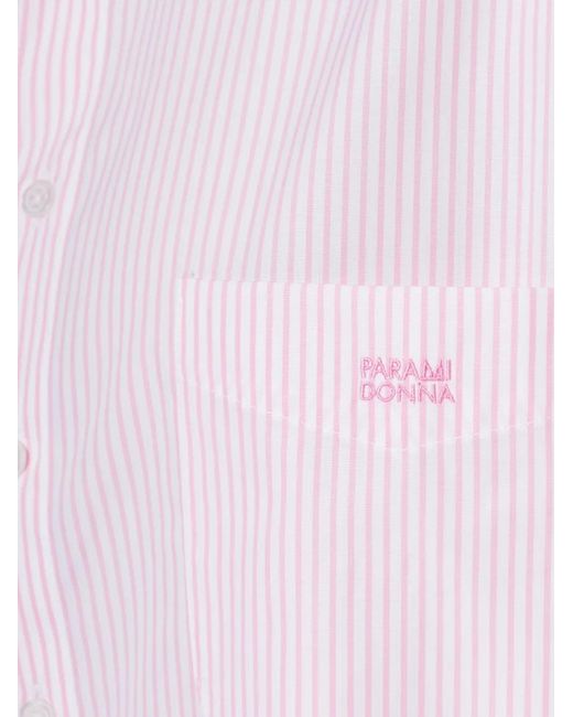 Paramidonna Pink Chemise Vanessa Rayée À Poche De Poitrine