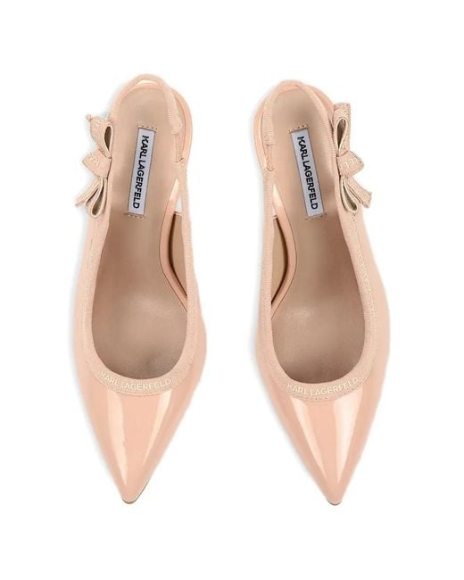 Karl Lagerfeld Pink Bow-Detail Slingback Heeled Pumps