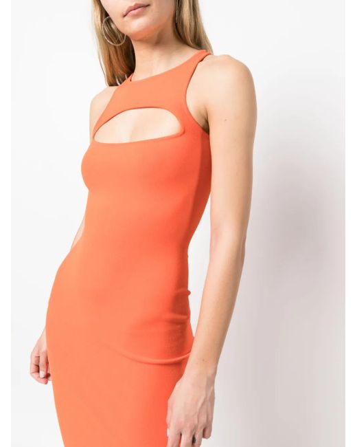 DSquared² Orange Robe Longue En Maille À Découpe