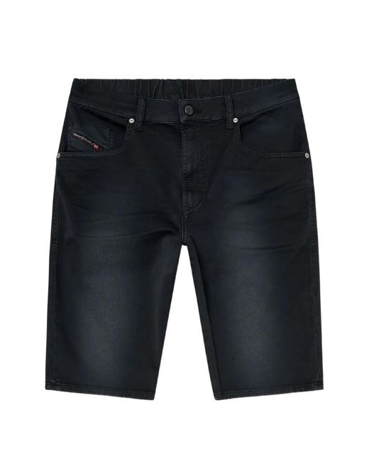DIESEL Black Short Slim En Denim Coloré for men
