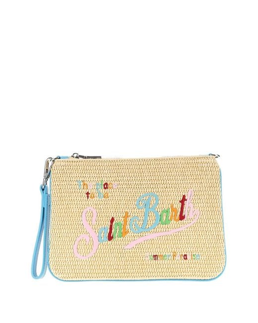 Mc2 Saint Barth Natural Parisienne Embroidered Woven Clutch Bag
