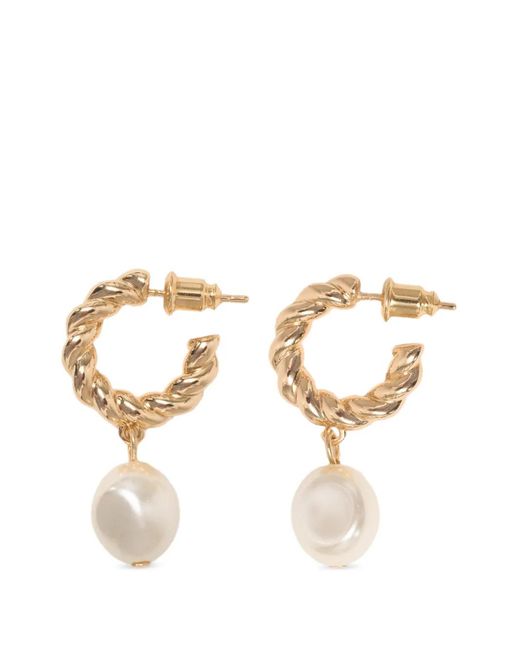 Maje Metallic Faux-Pearl Twisted-Detail Earring