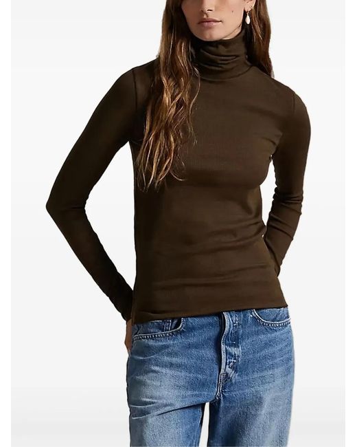 Polo Ralph Lauren Brown Roll-Neck Knitted Top