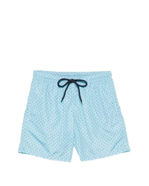 Drumohr Blue Print Drawstring Swim Shorts for men