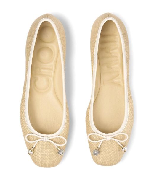 Jimmy Choo Natural Elme Bow Ballerina Shoes