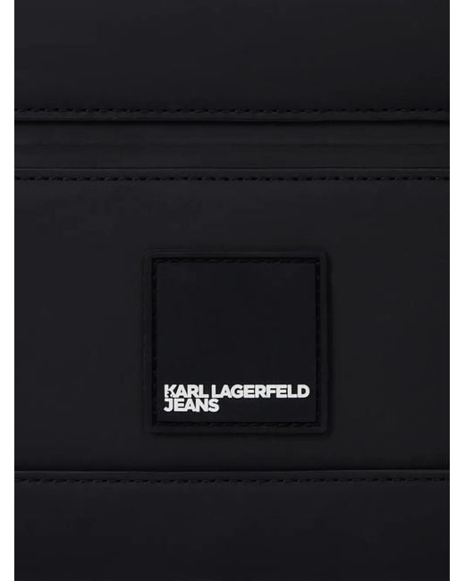 Karl Lagerfeld Black Coated Faux-Leather Cross Body Bag for men