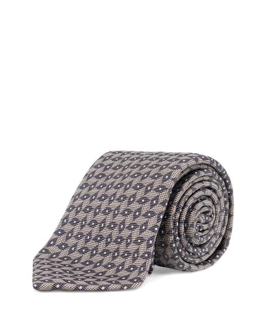 Giorgio Armani White Geometric-Pattern Tie for men