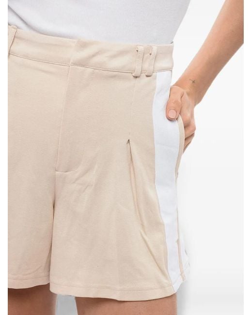 John Richmond Natural Side-Stripe Pleated Shorts