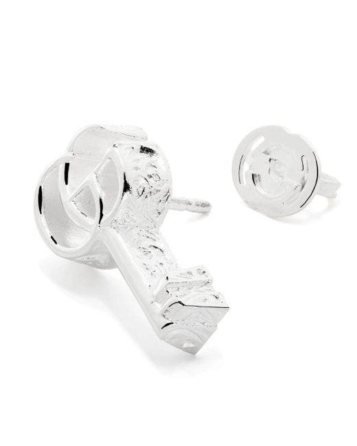 Gucci White Key-motif Stud Earrings