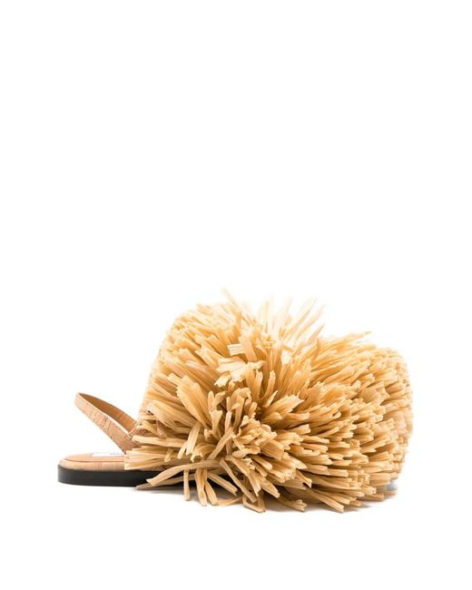 Moschino Metallic Pompom Slingback Sandals
