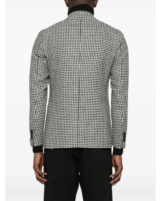 メンズ Tagliatore Houndstooth Double-breasted Blazer Gray