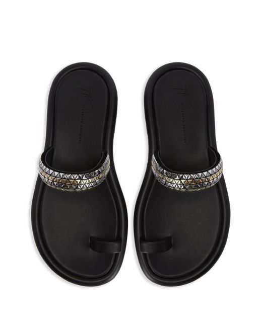 Giuseppe Zanotti Black Redouart Stud-embellished Leather Sandals