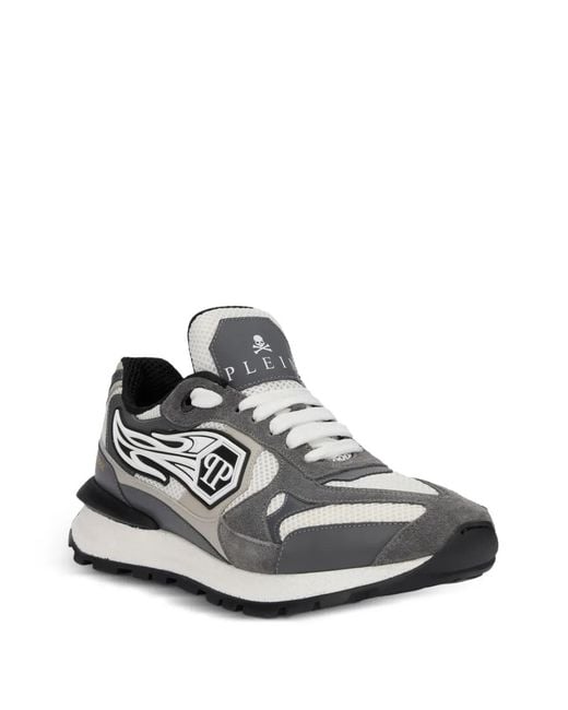 Philipp Plein White Logo Patch Runner Sneakers for men