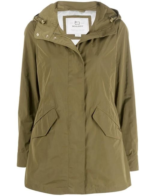 Woolrich Green Hooded Zipped Military Jacket